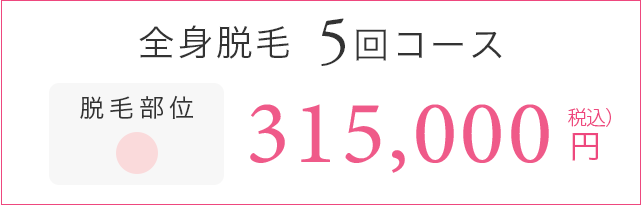 全身脱毛 5回コース 315,000円（税込）
